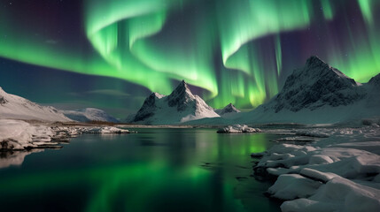 Fototapeta na wymiar a mesmerizing aurora borealis landscape. generative AI