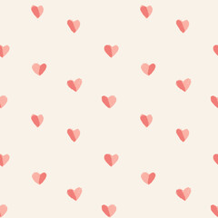 Seamless cute heart pattern of two coloured hearts with sketched texture, all pink and rosy. Great for Valentine's day merchandise, wallpaper, stationery, baby clothing, cute fashion accessories 