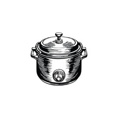 Vintage Pressure cooker vector illustration.