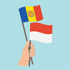 Flags of Andorra and Monaco, Hand Holding flags