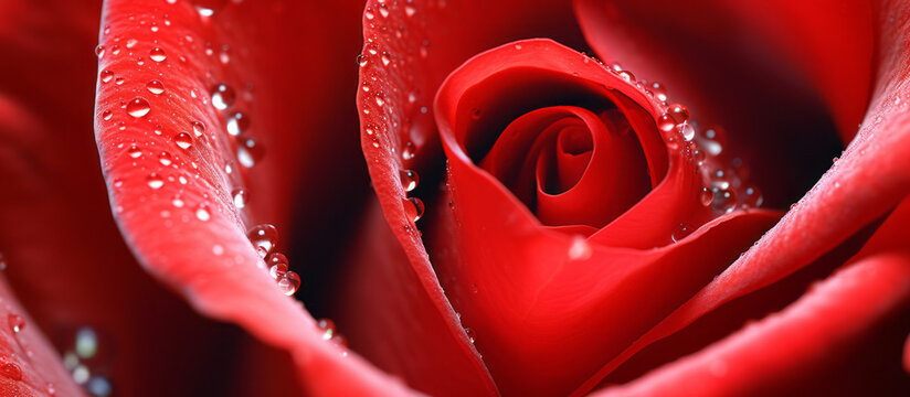 A close up of a rose with dew on the petals. Valentines day. Pretty. Macro photography.