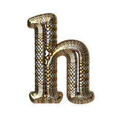 Symbol made of gold and silver like the scales of a snake. letter h