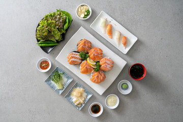 Spicy Fish Stew Korean food dish Assorted Sliced Raw Fish Salmon sashimi Raw Fish Bibimbap Cold Raw Fish Sliced Raw Fish Soup