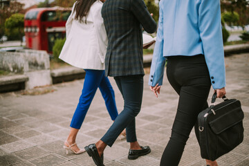 Close up of business people walking