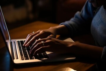 Typing on a laptop, businessman working (Ai generated)