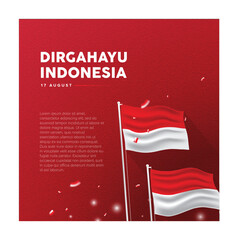 Banner social media indonesian flags in celebration of indonesia's independence day