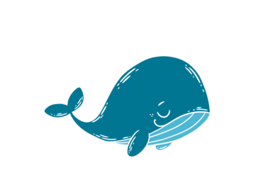 Stickers pour porte Baleine blue whale illustration