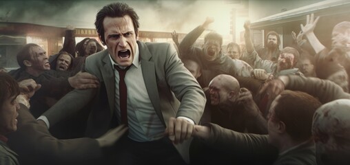  Businessman Being Attacked Zombies