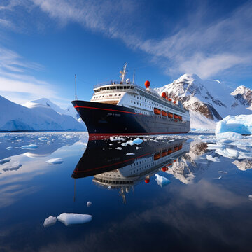 Antarctic cruise. Generative AI.
