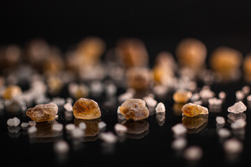 Salt Crystals On A Black Background