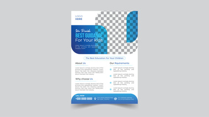 Creative Modern School Admission Flyer Template Design, Abstract Shape Flyer ,Multi color ,A4 Size Vector	
