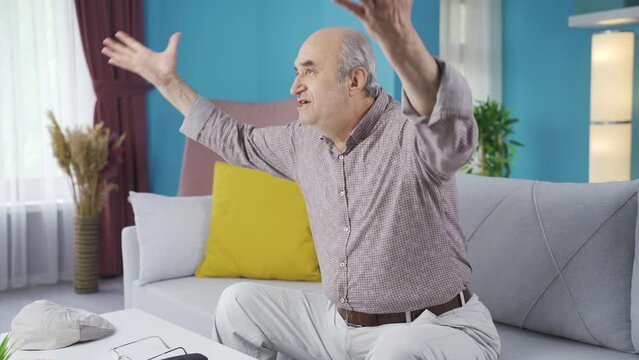 The grumpy old man is angry at the news he heard.