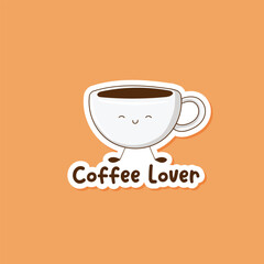 Colorful hand drawn coffee sticker
