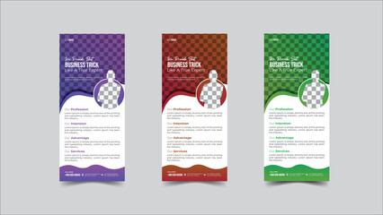 Business Roll Up Set Design. Banner Template, Abstract Purple, Red, Green color Design template