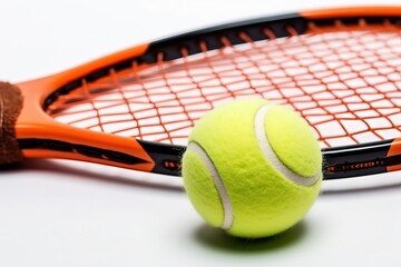 Tennis racket and tennis ball on white background (Ai generated)