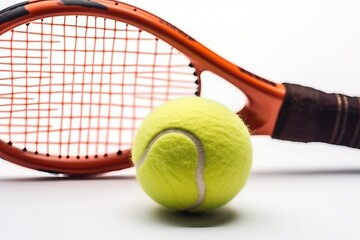 Tennis racket and tennis ball on white background (Ai generated)