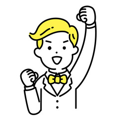 Fototapeta premium かわいい人物のイラストシリーズ _ 金持ちの男性 _ 応援