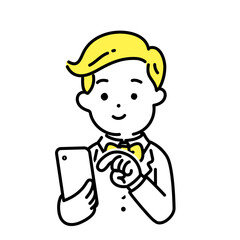 かわいい人物のイラストシリーズ _ 金持ちの男性 _ 戸惑う