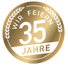 Button Wir feiern 35 Jahre Gold