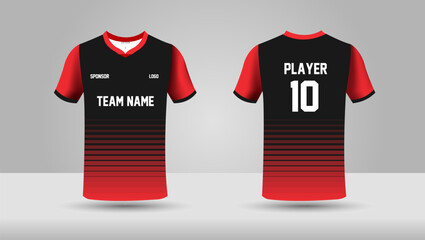 T-shirt sport design template, uniform front and back view