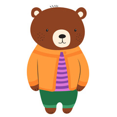 teddy bear in clothes in flat style isolated