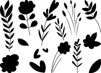 plants black silhouette isolated vector