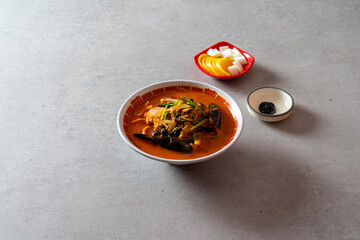 Sweet and Sour Pork black-bean-sauce noodles Chinese-style noodles with vegetables and seafood fried rice Korean food dish