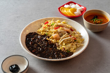 Sweet and Sour Pork black-bean-sauce noodles Chinese-style noodles with vegetables and seafood fried rice Korean food dish