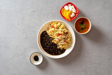 Sweet and Sour Pork black-bean-sauce noodles Chinese-style noodles with vegetables and seafood fried rice Korean food dish