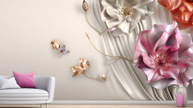 3D poster and wallpaper, wallart, interior wall poster, decor flower, 3d wall