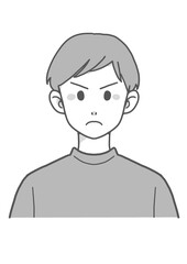 Tシャツの怒る男性（グレー）