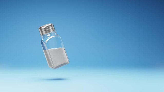 Glassy Salt Shaker Spinning on a Studio Purple Background, Seamless Loop 3D Animation with Copy Space