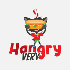 A unique character is a hungry wolf cub with a sandwich. Logo of a wolf cub with a sandwich.