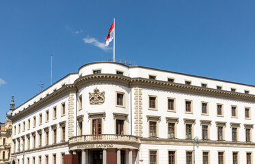 Fototapeta premium view to renovated facade of the Hesse parliament in Wiesbaden, Germany