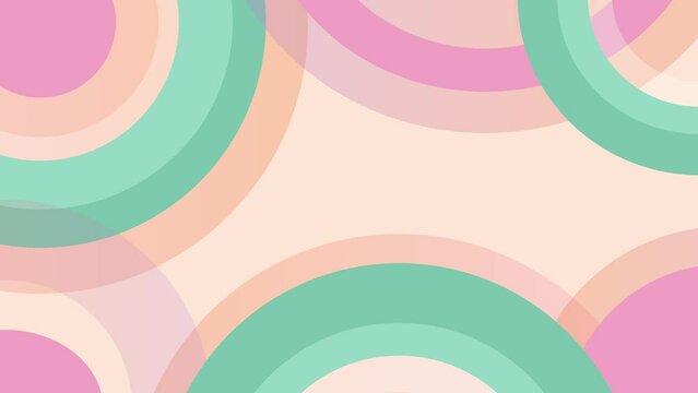 Abstract animated background of moving concentric circles with summer colors. Seamless loop