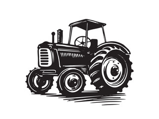 Tractor hand drawn illustrations, vector.	
