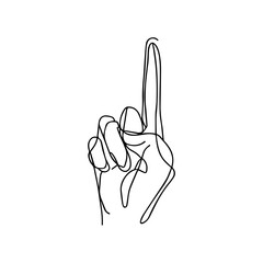 One line vector illustration. Human hand. Forefinger. Minimalism. Logo.