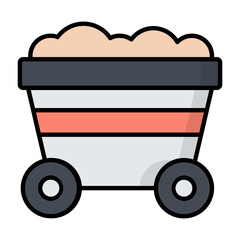 Coal Cart Line Color Icon