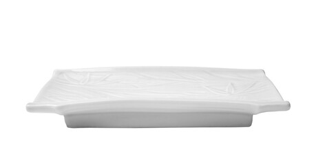 White Square ceramics plate and bamboo pattern on transparent png