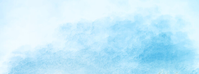 clouds smoke flora light sky blue shadowed watercolor backdrop. Watercolor paper texture canvas for vintage text design, retro ovation cards, and templates. Handmade illustration in aquamarine color  