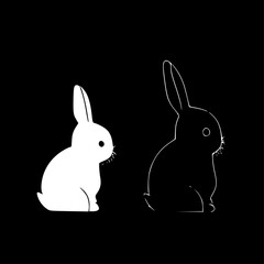 Obraz premium Bunnies - Black and White Isolated Icon - Vector illustration