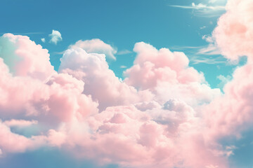 Beautiful pink clouds on the sky. AI generated image.