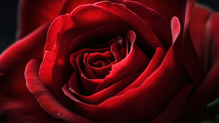 Red rose closeup macro. AI