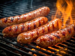 Grilled sausages food grilling. Generative AI