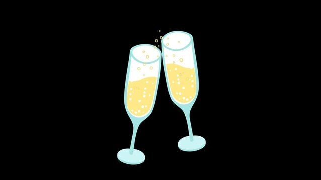 Two champagne glasses, Animation on transparent background. JWP_Icons #56