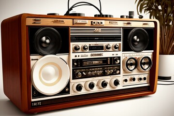 Vintage Retro Radio Stereo Boombox Design Concept. AI Generated.