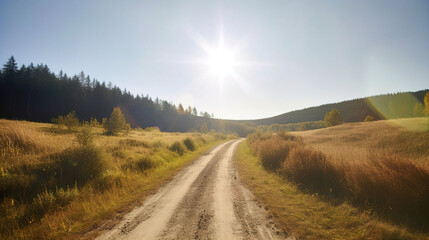 country side road leading to mountains. Generative Ai