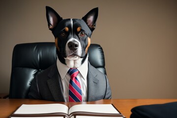 Canine Corporate: A Professional Pooch in Business Attire. AI Generated.