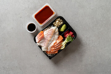 Sashimi horse mackerel flatfish salmon sashimi seasonal sashimi