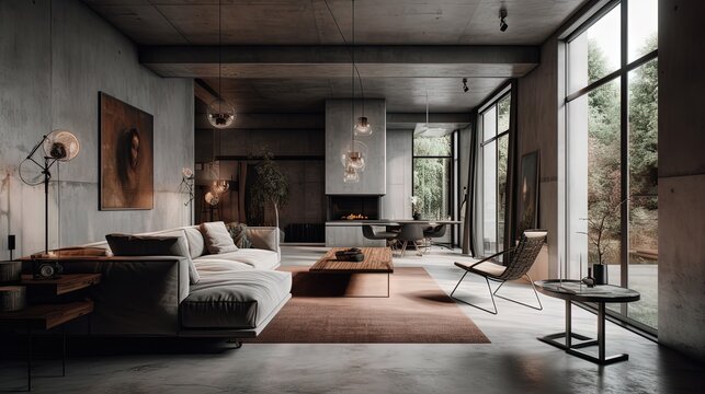 modern interior design - generative AI © enrico